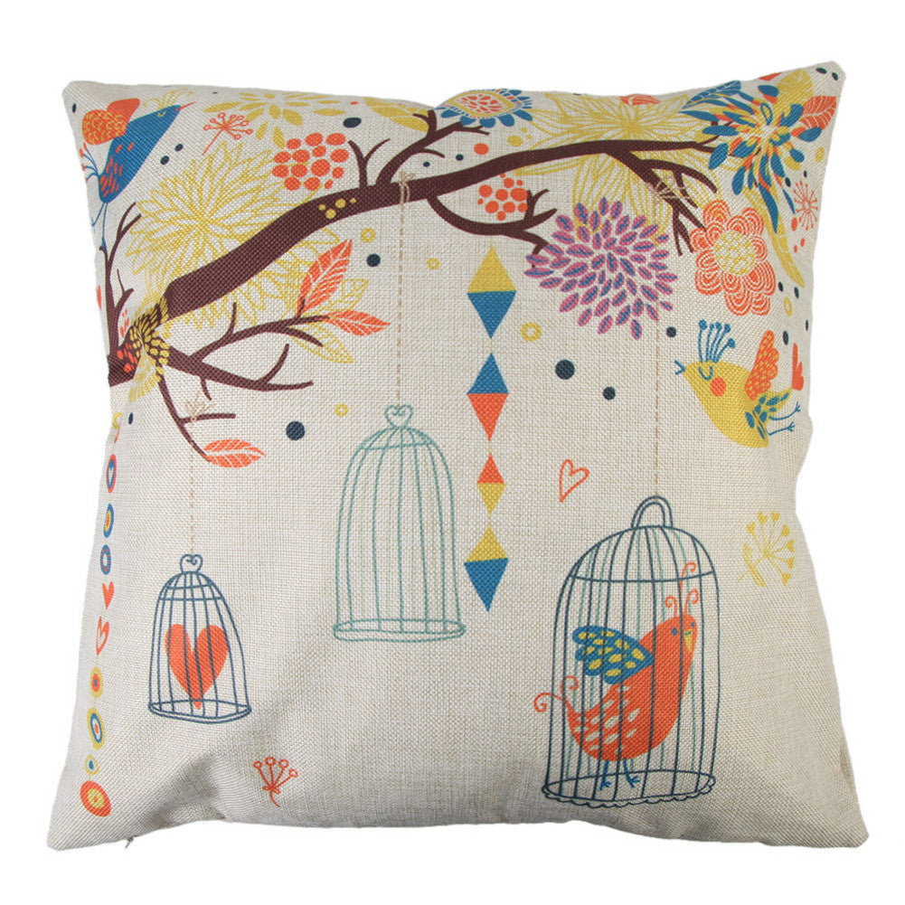 Online discount shop Australia - New Arrival Creative Birdcage Pattern Cotton Pillow Cover Pillow Cushion Cover 43cm * 43cm * 1cm