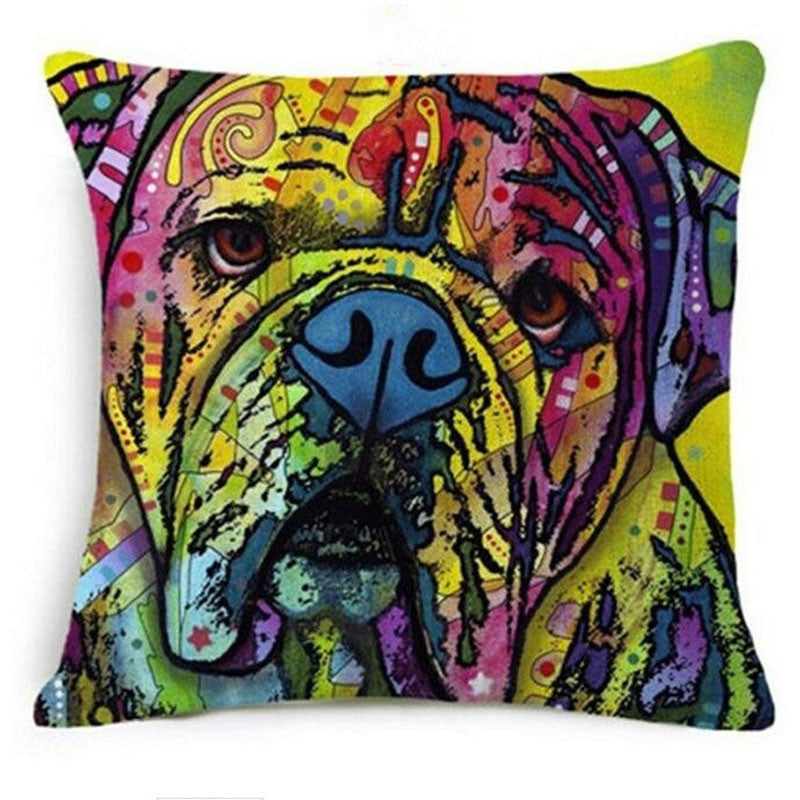 Online discount shop Australia - Colorful Oil Painting Cushion Cover 45x45CM (18x18IN) Cute Dogs & Cats Pillow Cover Pillow Case Home Decor