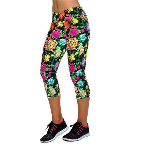 Women Fitness Mid Calf Elastic Pants Leggins Sweatpants Women Printing Legging Jegging