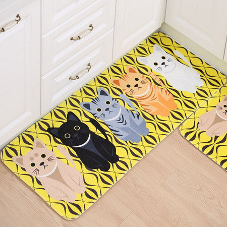 Kawaii Welcome Floor Mats Animal Cute Cat Print Bathroom Kitchen Carpets House Doormats for Living Room Anti-Slip Tapete Rug