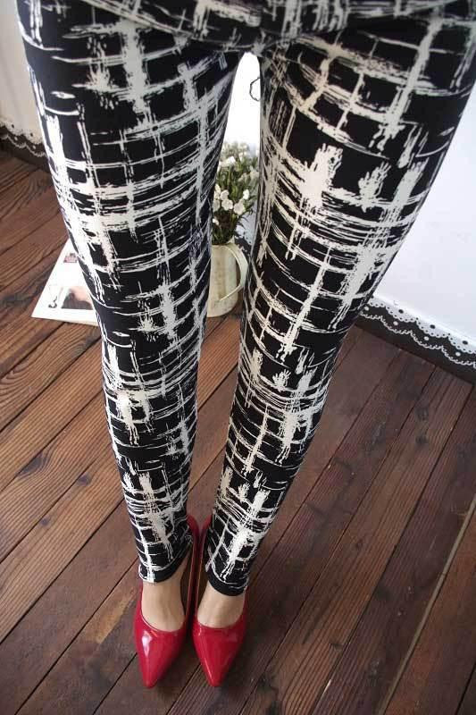 Womens Thin Stretch leggings Colored Stars Graffiti Slim Skinny Leggings Pants Female