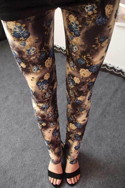 Womens Thin Stretch leggings Colored Stars Graffiti Slim Skinny Leggings Pants Female