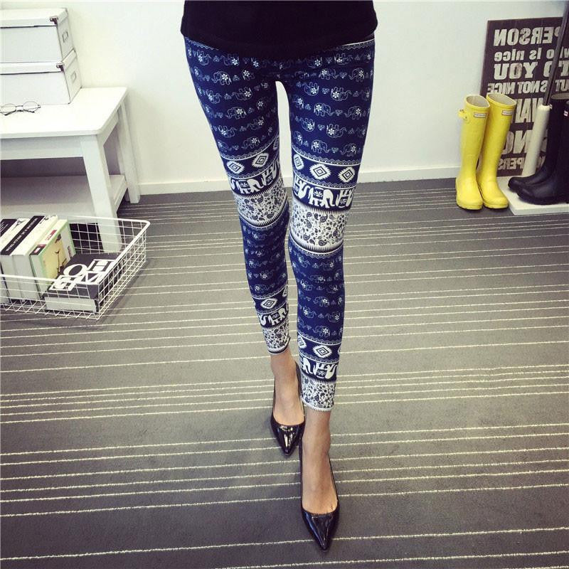 Womens Thin Stretch leggings Colored Stars Graffiti Slim Skinny Leggings Pants Female