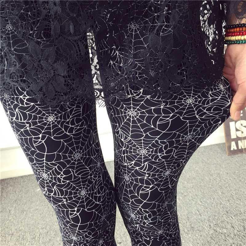 Womens Thin Stretch leggings Colored Stars Graffiti Slim Skinny Leggings Pants Female