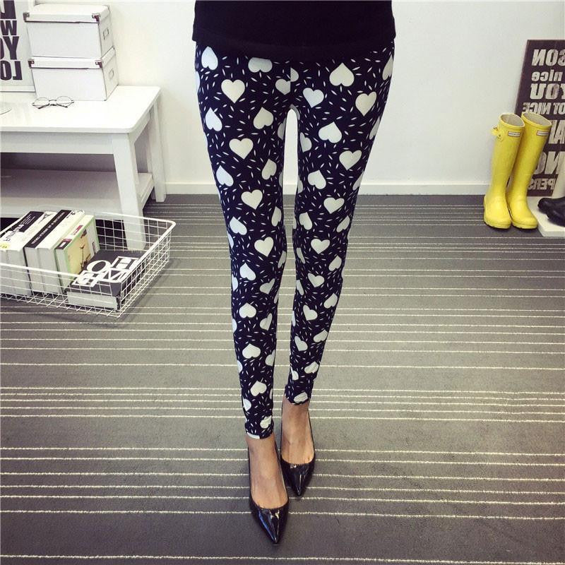 Womens Thin Stretch leggings Colored Stars Graffiti Slim Skinny Leggings Pants Female