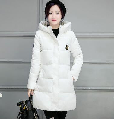 Women Coat Elegant Pure color Thick Warm Hooded Down Cotton Jacket High Large size Women Coat