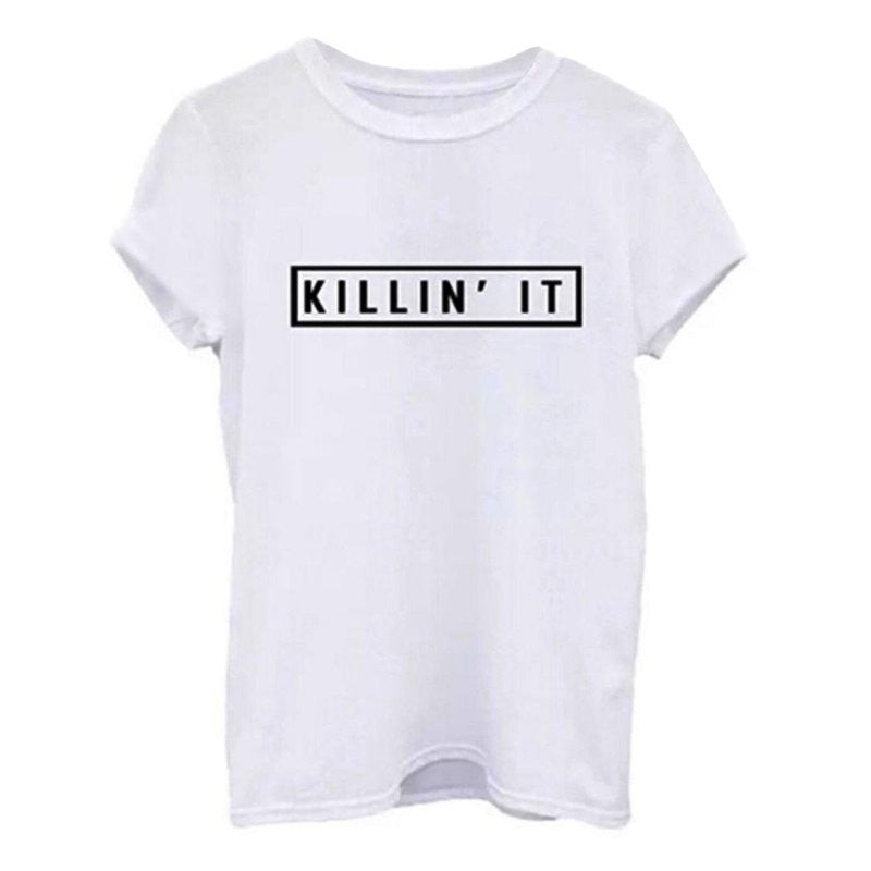 Online discount shop Australia - Killin It Letter Print Fashion Women  Top Letter Print Casual T shirt Sexy Slim Funny Top Tee Short Sleeve Shirts