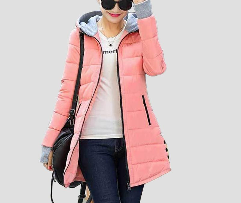 War Jackets Women Fashion Down Cotton Casual Hooded Long Coat Thickening Plus Size Parka Zipper Cotton Slim