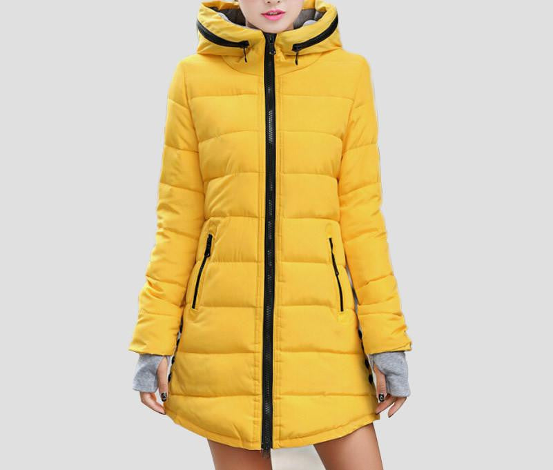 War Jackets Women Fashion Down Cotton Casual Hooded Long Coat Thickening Plus Size Parka Zipper Cotton Slim