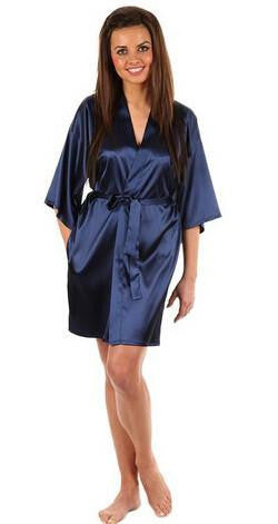 Silk Robe Bathrobe Women Silk Bridesmaid Robes Navy Blue Robes Satin Robe Ladies Dressing Gowns