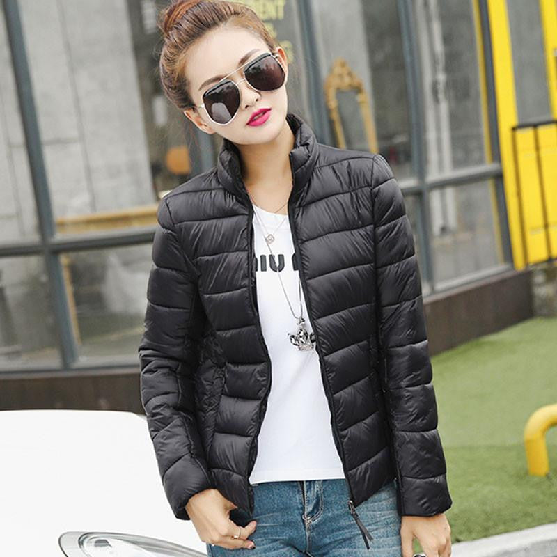 ultra light down jacket women large size Slim jacket Solid Female Parka and Jackets