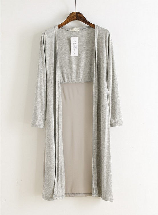 Online discount shop Australia - Long Perspective Cardigan Kimono Loose Tassels Shawl Beach Gray/Black/White Color chiffon&modal