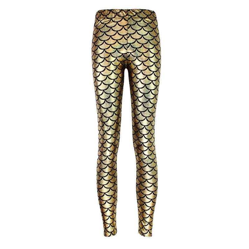 Fashion Trousers Digital Print Women Mermaid Fish Scale Leggings High