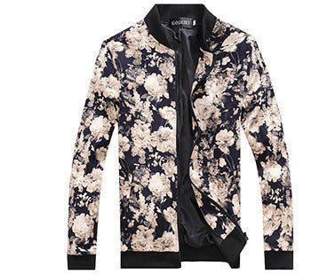 Online discount shop Australia - Men's Slim jacquard jacket coat fashion leisure wild cardigan stylish floral jacket men