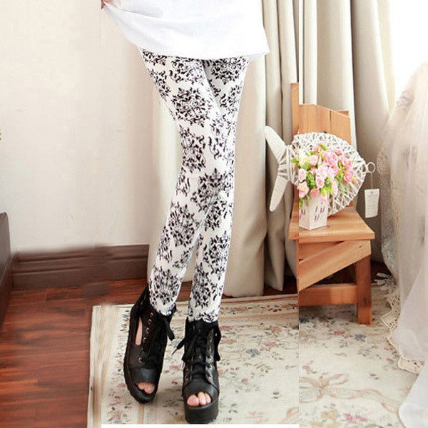 Online discount shop Australia - Multi Patterns Women Skinny Legging Pant Stripe Grid Porcelain Geometry Pencil Legwear