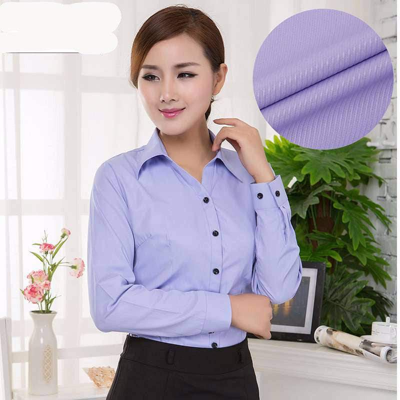 Online discount shop Australia - Blouses Shirts Office Lady Work Wear Plus Size Long Sleeve Cotton Basic Shirts Formal Women Blouses Tops