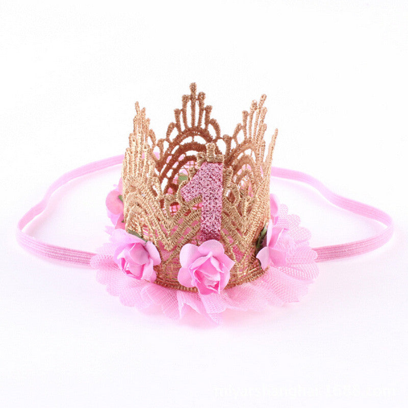 Online discount shop Australia - 7 Colors Newborn Baby Birthday Crown Headband Flower Lace Gold Tiara Headband for Baby Girls Party Hiar Band Accessories Gifts