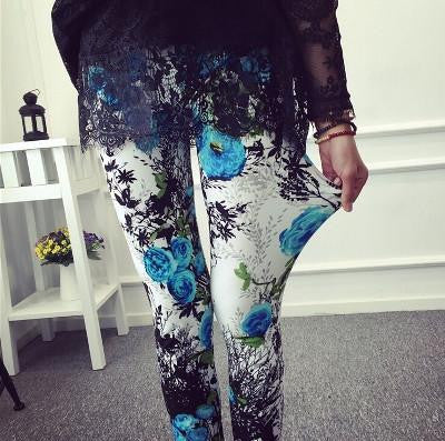 Women Leggings Printed 20 Colors Women Spandex Leggins Microfiber Flower Printed Floral Leggins