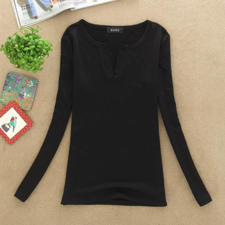 Online discount shop Australia - Long Sleeve V-Neck Shirt Women Casual Plus Size Blouses Knitted Body Tops