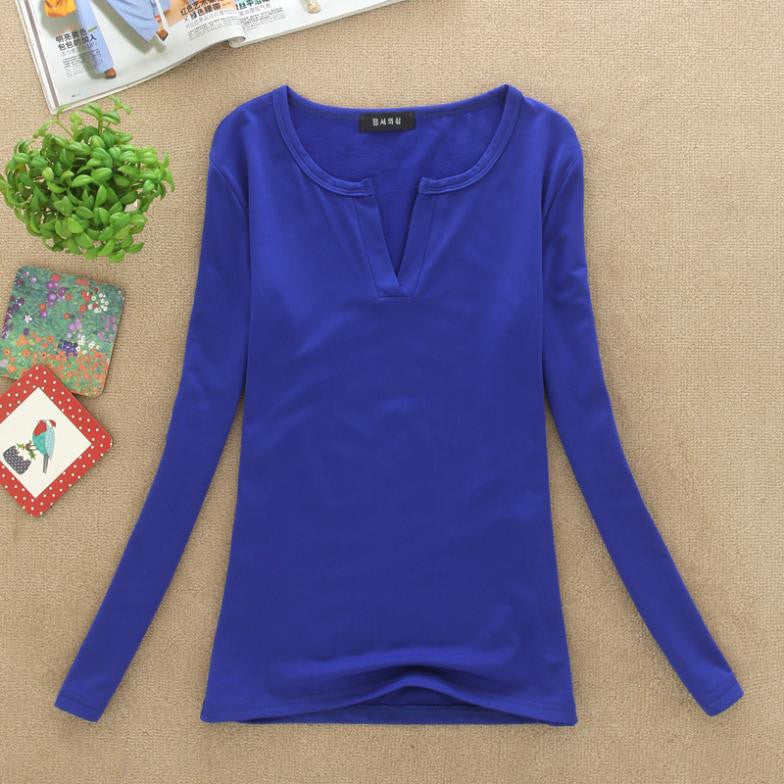 Online discount shop Australia - Long Sleeve V-Neck Shirt Women Casual Plus Size Blouses Knitted Body Tops