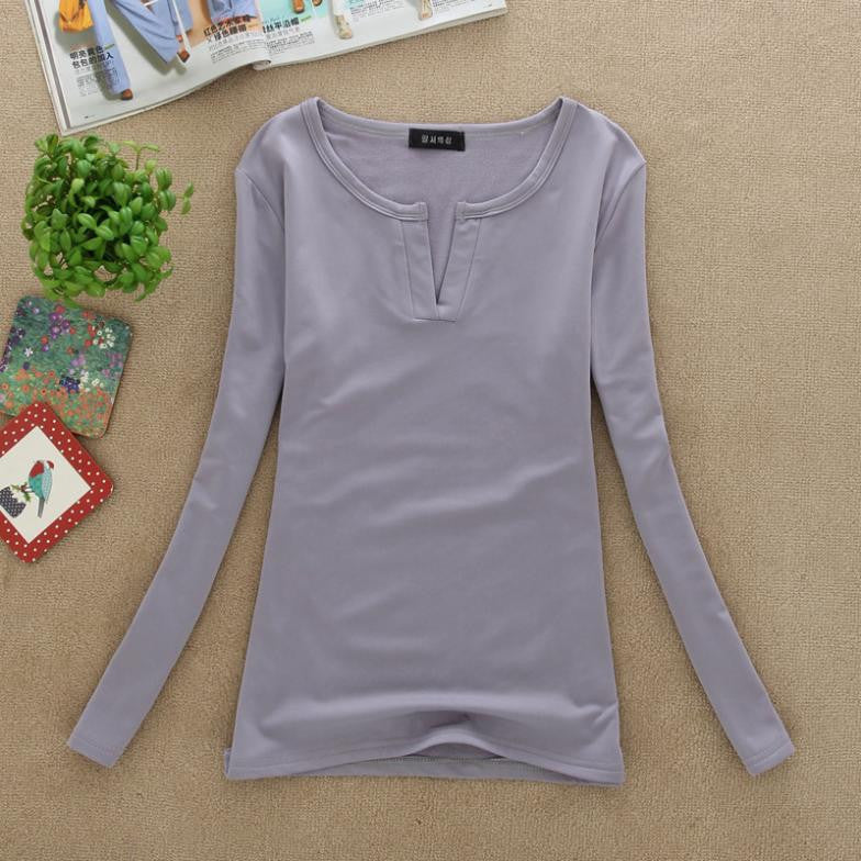 Online discount shop Australia - Long Sleeve V-Neck Shirt Women Casual Plus Size Blouses Knitted Body Tops