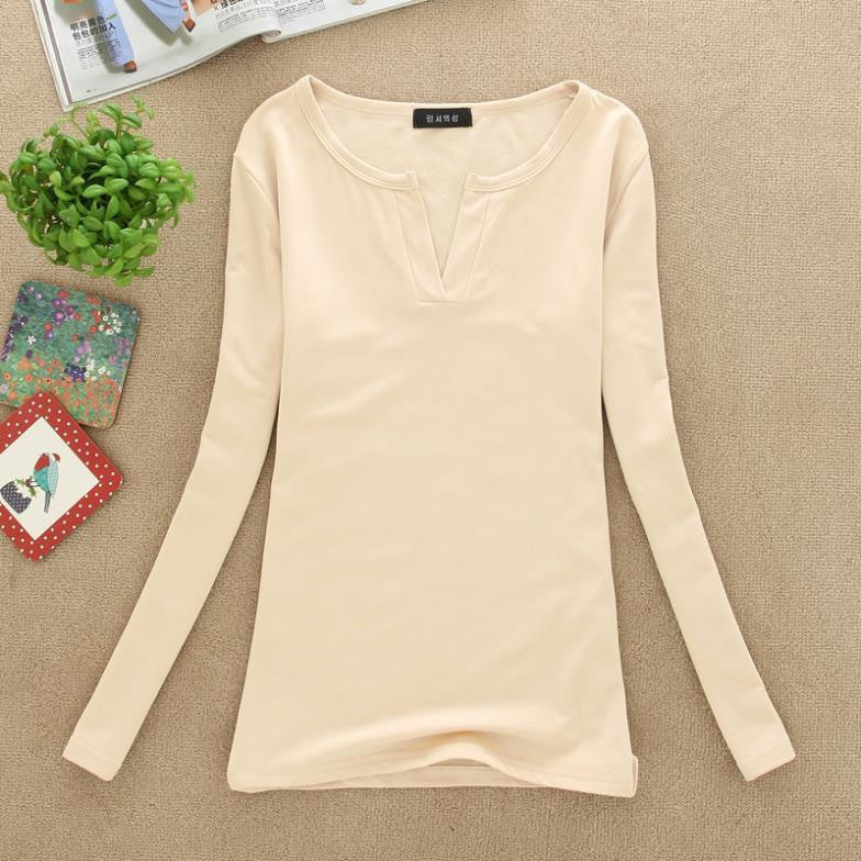 Online discount shop Australia - Long Sleeve V-Neck Shirt Women Casual Plus Size Blouses Knitted Body Tops