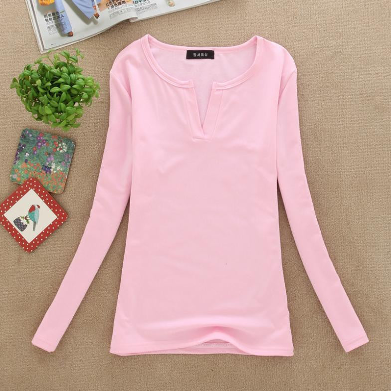 Online discount shop Australia - Long Sleeve V-Neck Shirt Women Casual Plus Size Blouses Knitted Body Tops