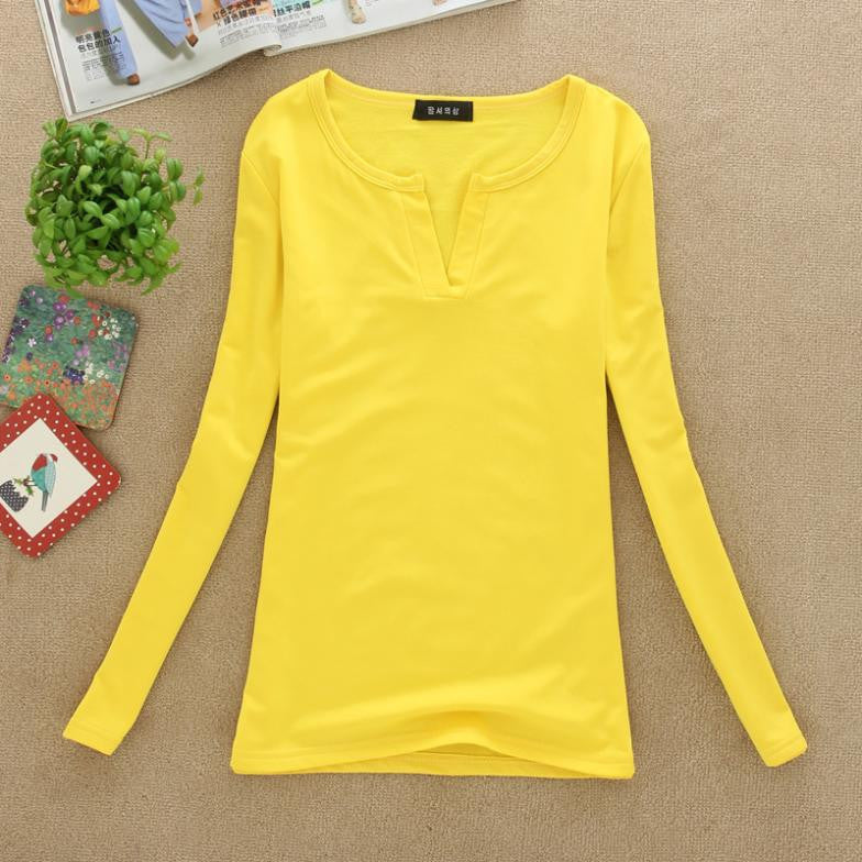 Online discount shop Australia - Long Sleeve V-Neck Shirt Women Casual Plus Size Blouses Knitted Body Tops