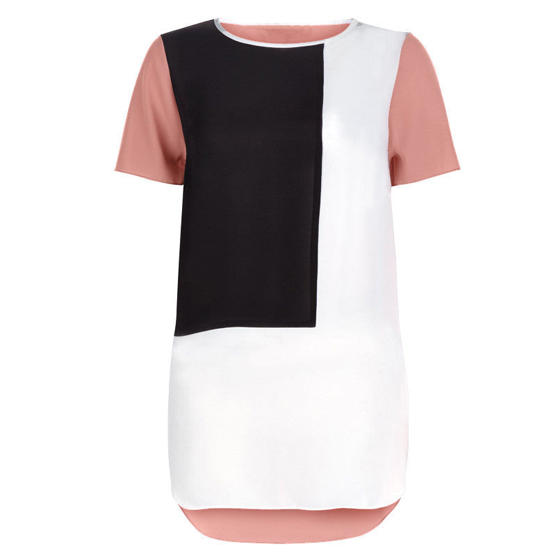 Online discount shop Australia - Loose Casual Long For Women Patchwork Chiffon Blouse XXXXL 5XL Tops Shirt