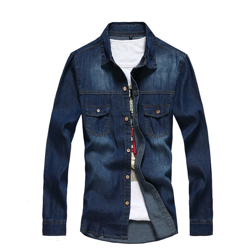 Vintage Men's Fashion Breathable Denim Thin Jacket Long Sleeve Light Blue Top ing Jean Jacket MCL139