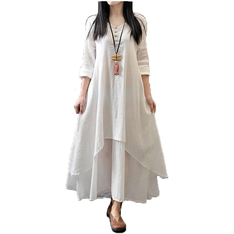 Zanzea Spring Autumn Fashion Women Casual Loose Long Sleeve V-Neck Dress Boho Solid Long Maxi Dress Vestidos Plus Size 5XL