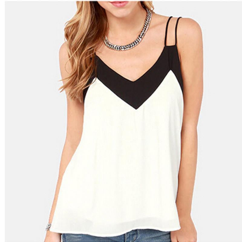 Style Women Sleeveless Halter Blouses Casual Vest Loose Chiffon Blouse V Neck Tank Tops Plus Size