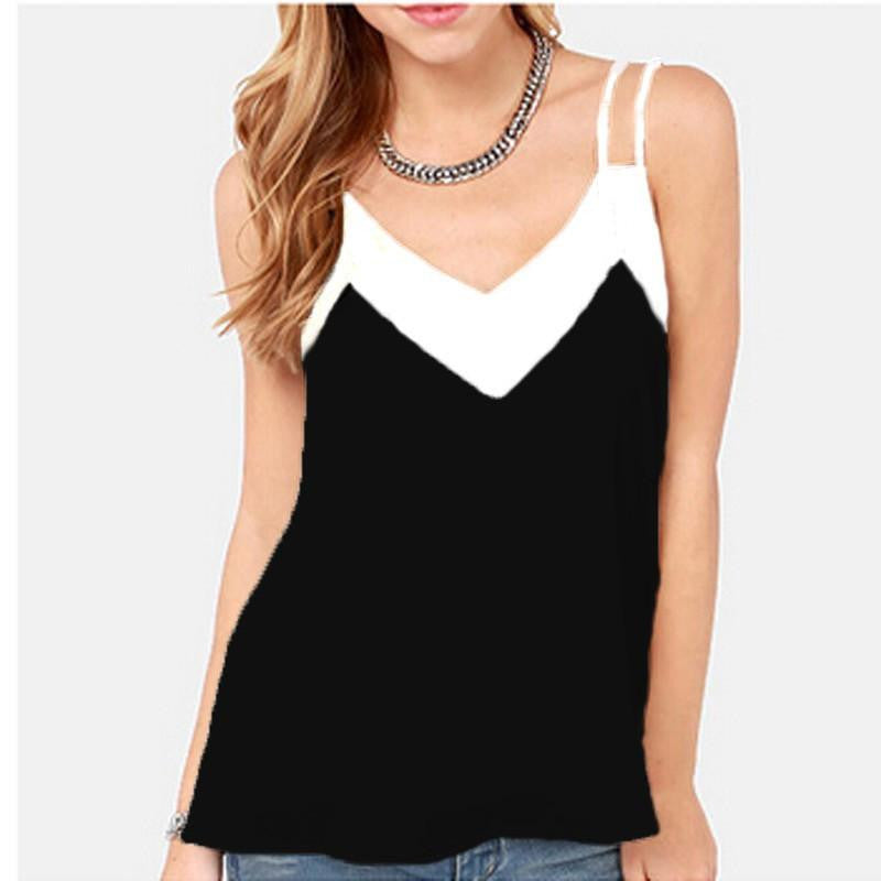 Style Women Sleeveless Halter Blouses Casual Vest Loose Chiffon Blouse V Neck Tank Tops Plus Size