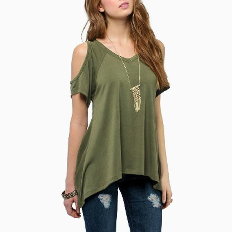 Women Casual Loose Tops Off Shoulder Shirts Off Shoulder Round Neck Short Sleeve Blouses Plus Size 5XL