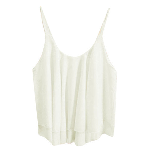 Women Strap Tank Tops Sleeveless White Chiffon Casual T-shirt Vest Crop Tops Camis S M L XL 2XL 3XL 4XL