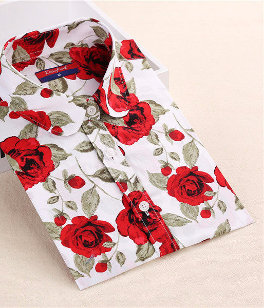 Online discount shop Australia - Floral Women Blouses Polka Dot Blouse Long Sleeve Shirt Women Cotton Ladies Tops