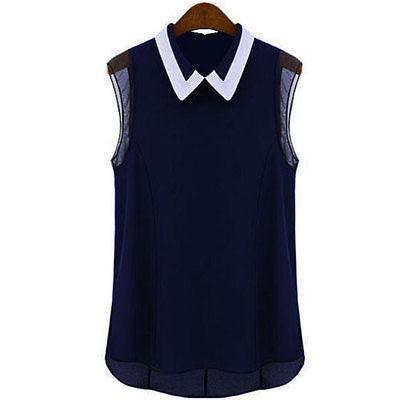 Women Loose Casual Chiffon Sleeveless Vest Shirt Tops Blouse Black White