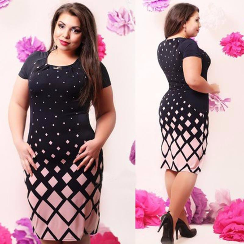 Women Office Work Blue Floral Print 5xl 6xl Dress Regular Sheath Autumn Winter Dresses Plus Size Casual Clothing