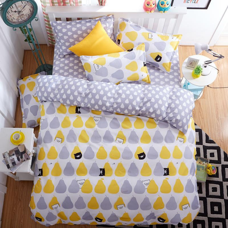 Fashion Bedding Set 4pcs/3pcs Duvet Cover Sets Soft Polyester Bed Linen Flat Bed Sheet Set Pillowcase Home Textile Drop Ship