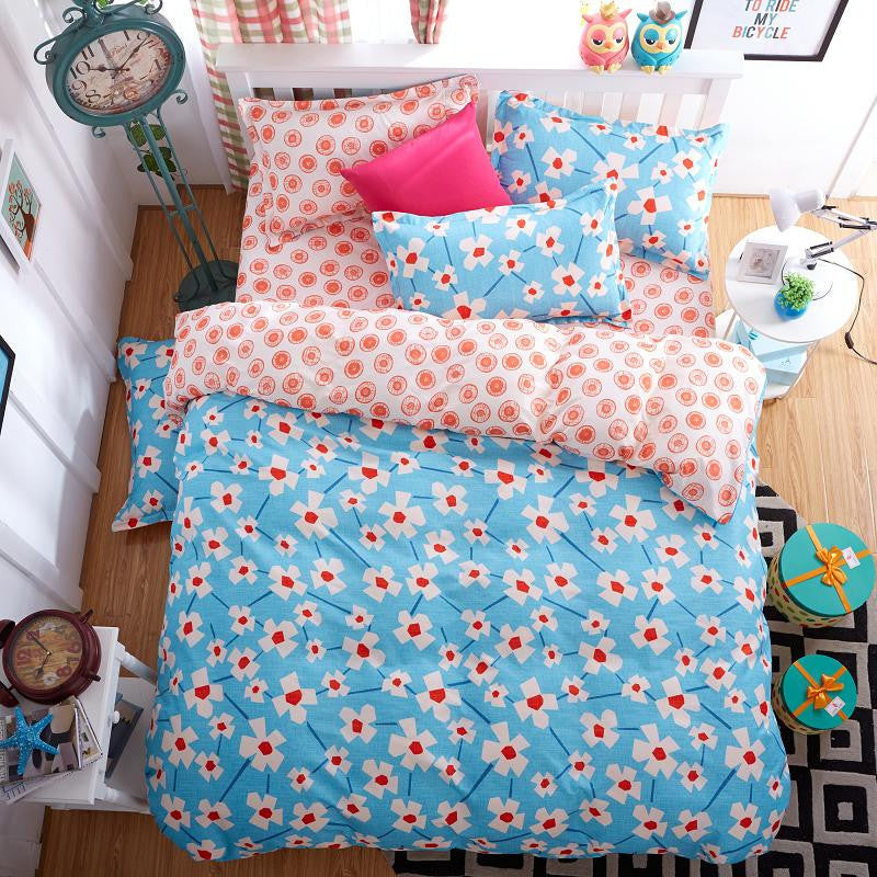 Fashion Bedding Set 4pcs/3pcs Duvet Cover Sets Soft Polyester Bed Linen Flat Bed Sheet Set Pillowcase Home Textile Drop Ship