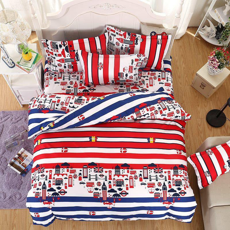 Fashion Bedding Set 4pcs/3pcs Duvet Cover Sets Soft Polyester Bed Linen Flat Bed Sheet Set Pillowcase Home Textile Drop Ship