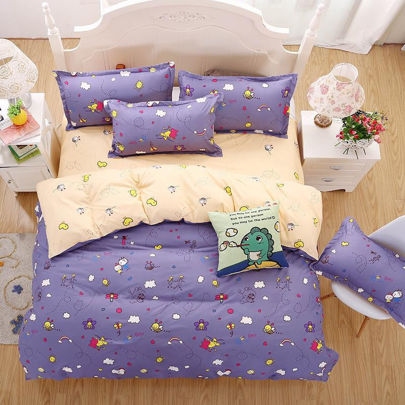 Fashion Bedding Set 4pcs/3pcs Duvet Cover Sets Soft Polyester Bed Linen Flat Bed Sheet Set Pillowcase Home Textile Drop Ship