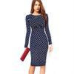 Women Dresses Plus Size 4XL with Long Sleeves Polka Dot Sheath Puff Natural Knee-Length Party Dress Vestidos Femininos