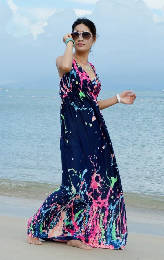 Women Summer Dress Printed Bohemian Beach Dress Plus Size 5XL Long Maxi Dress Robe Femme Vestidos