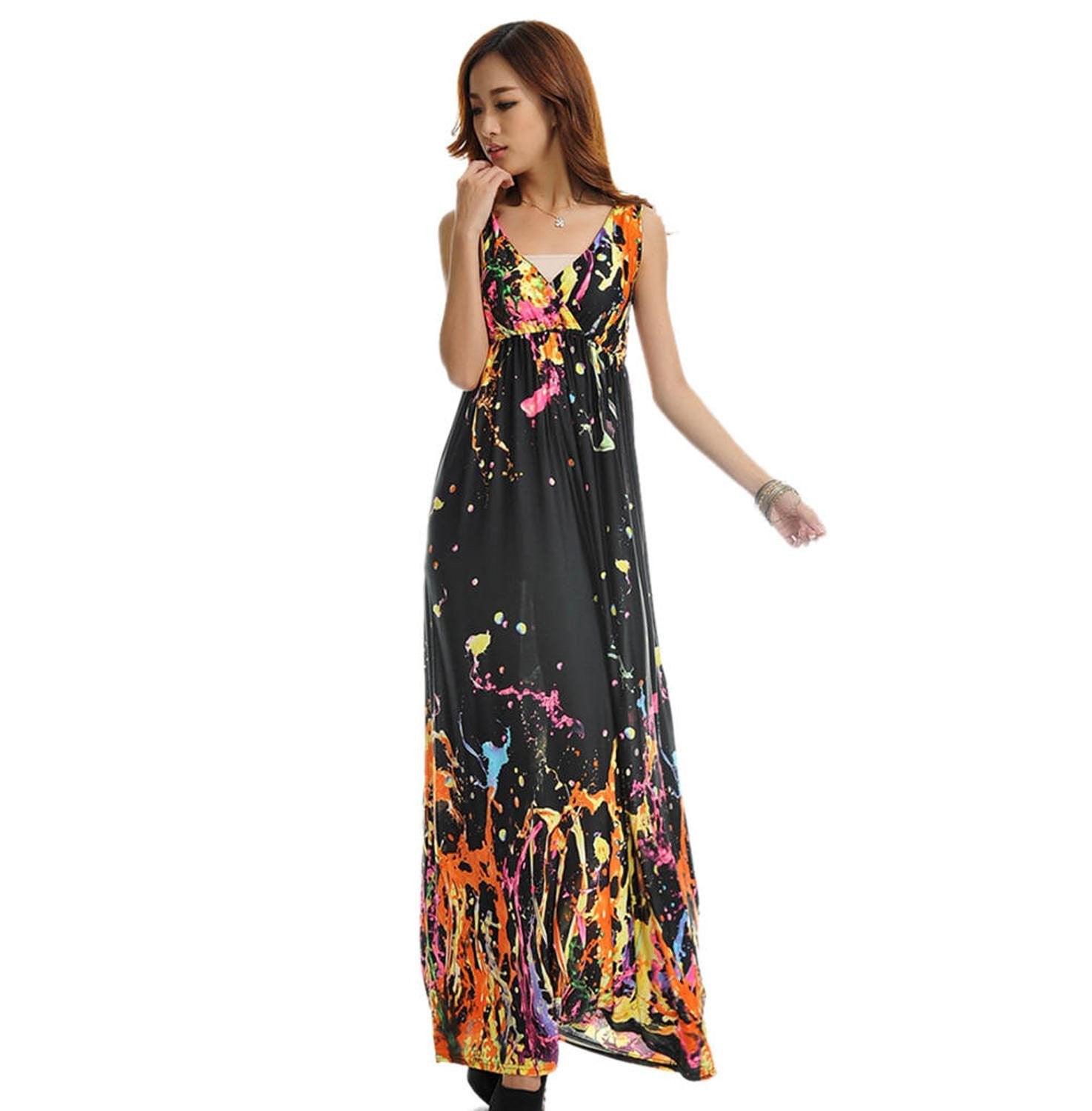 Women Summer Dress Printed Bohemian Beach Dress Plus Size 5XL Long Maxi Dress Robe Femme Vestidos