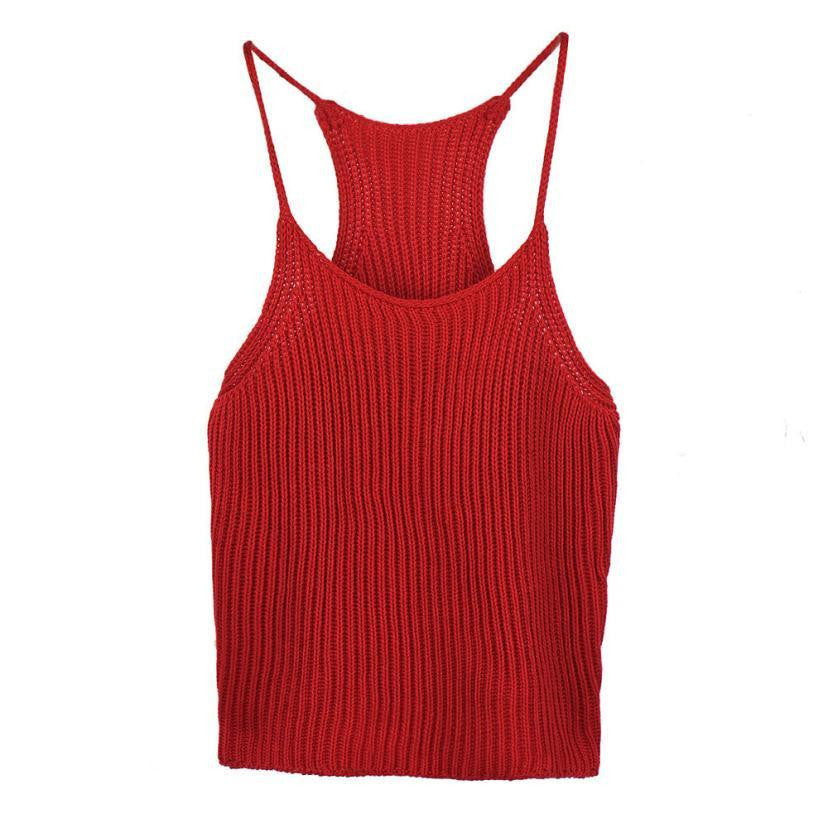 Women Crop Top Brandy Melville Camis Fashion Solid Knitted Vest Sleeveless Tank Tops cropped
