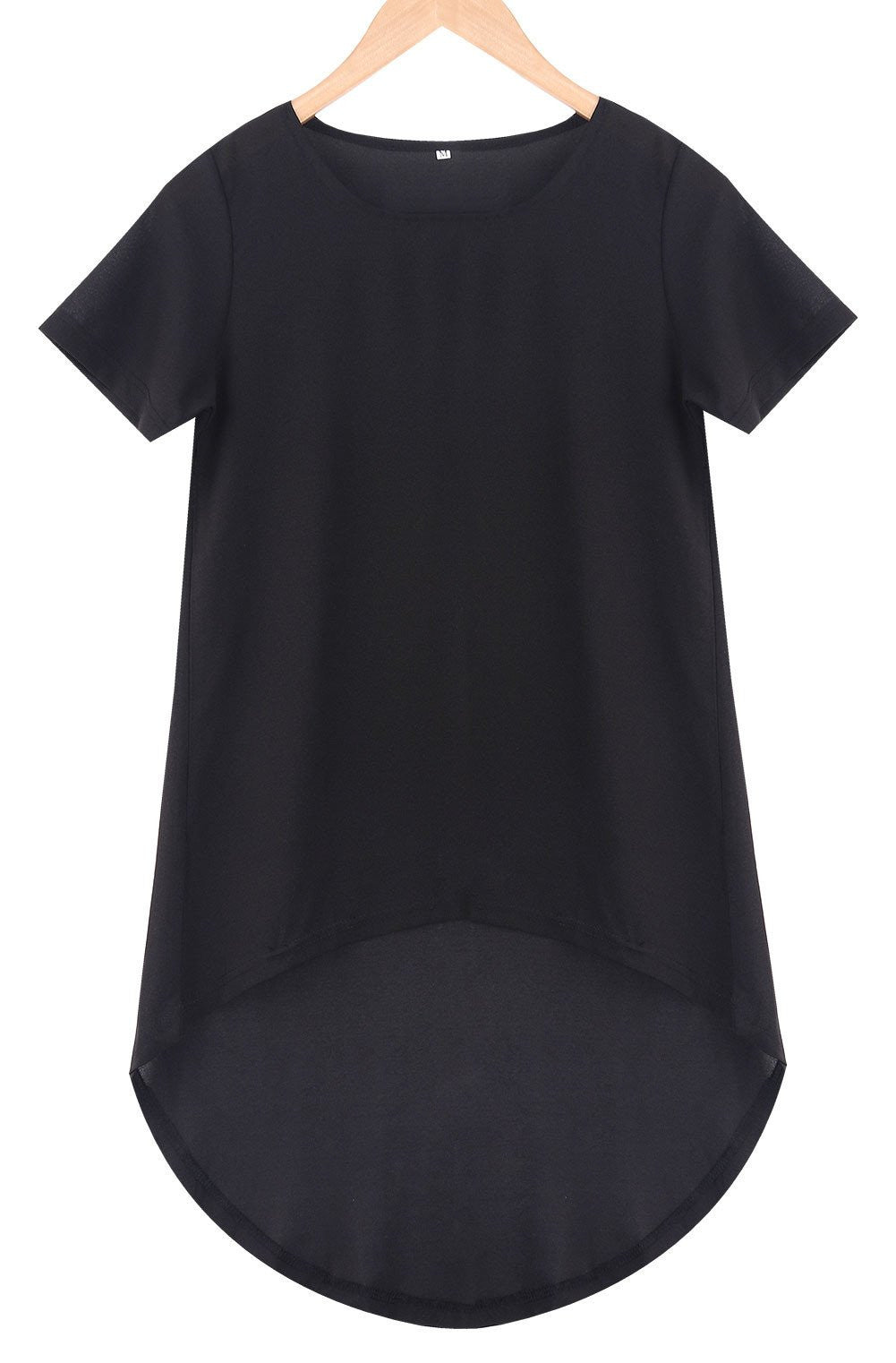 Women Casual Black Loose Short Sleeve Chiffon Shirt Top Plus Size T-Shirts
