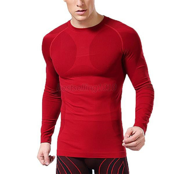 Online discount shop Australia - Men Compression Long Sleeve Tight Shirts Bodybuiding Base Layer Top M-XXL