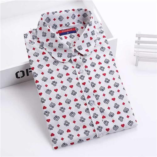 Women Floral Shirts Cotton Long Sleeve Shirt Women Floral Print Shirt Casual Ladies Blouse Turn Down Collar Women Tops