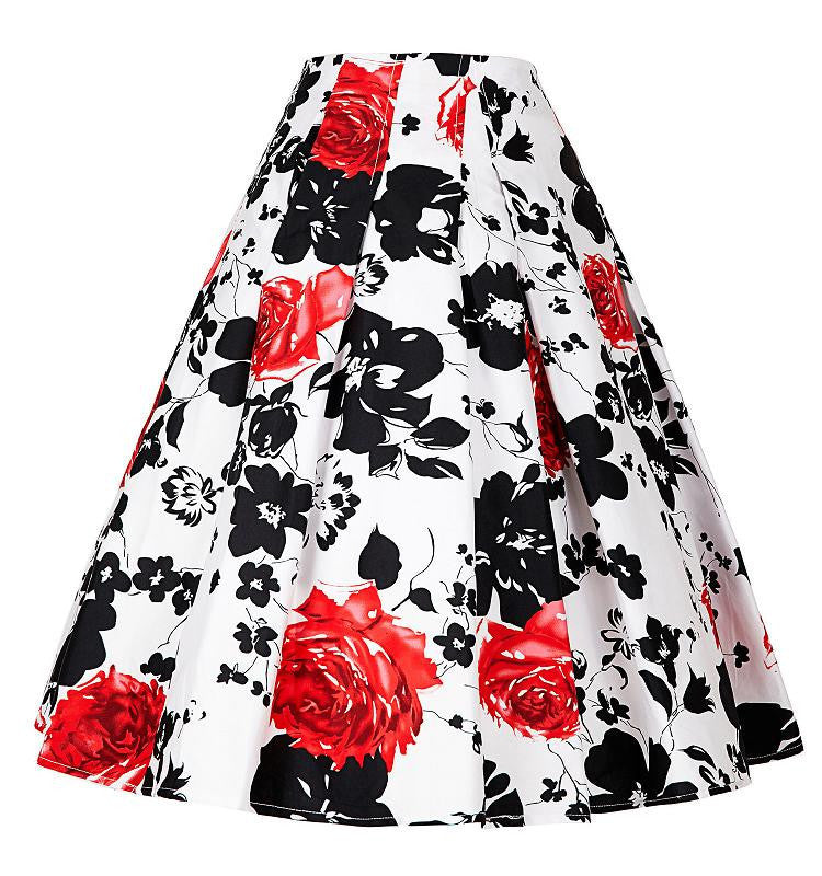 Online discount shop Australia - 50s Floral print Skirts Womens faldas Style Pleated plus size retro Casual Vintage skater skirt patterns saia feminina